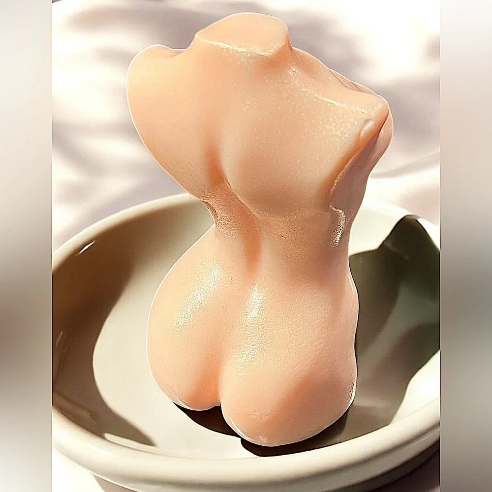 Vanilla sugar soap Torso WITH SHIMMER 4x2in 5oz Shea butter & coconut oil